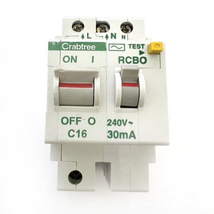 Crabtree Polestar 602C/163 C16 16A 16 Amp 30mA 2 Double Pole RCBO Circuit Breaker Type AC